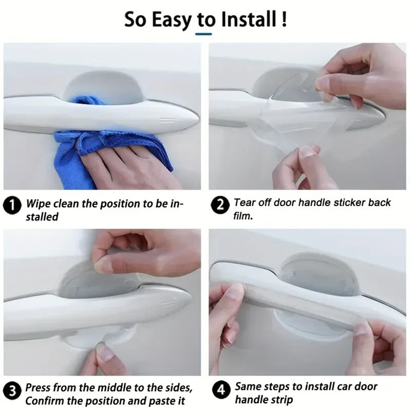 Universal Car Door Handle Scratch Protector Film Set (8 PCS) – Anti-Scratch Handle Cup & Recess Guards